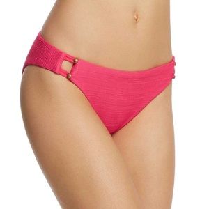 Nanette Lepore Bikini Raffia Texture Charmer Hipster Swim Bottoms Pink Size 12